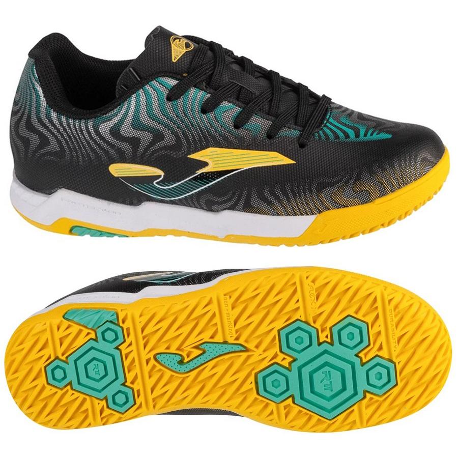 Футзалки детские Joma EVOLUTION JR черно-голубо-желтые EVJW2401IN, Чёрный, Размер (EU) - 31 - #0