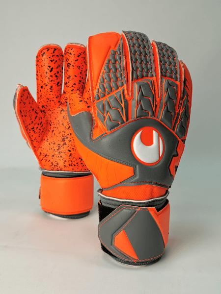 Воротарські рукавиці Uhlsport SUPERGRIP ROLLFINGER PROF (dark grey mélange/fluo red) - #0