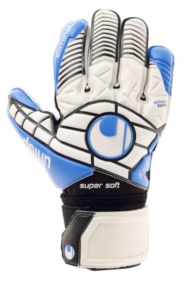 Воротарські рукавиці Uhlsport ELIMINATOR SUPERSOFT (white/black/energy blue) - #0