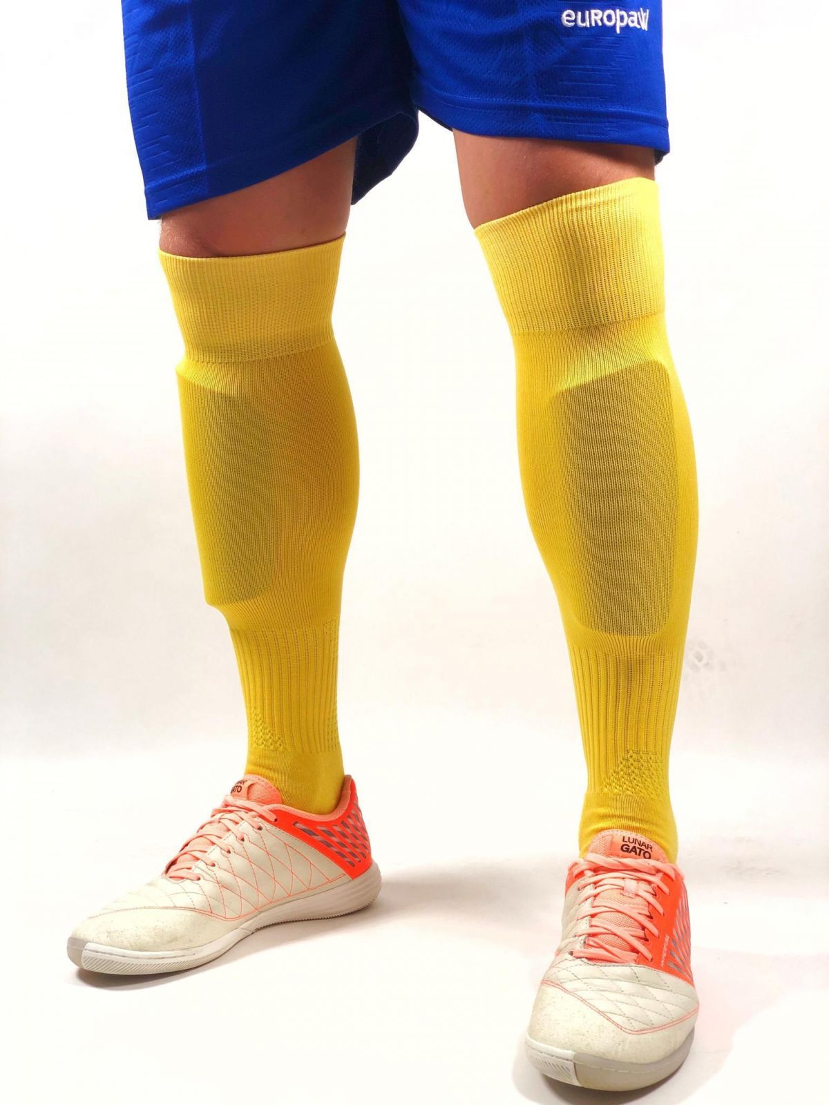 Гетри футбольні Europaw жовті з трикотажним носком