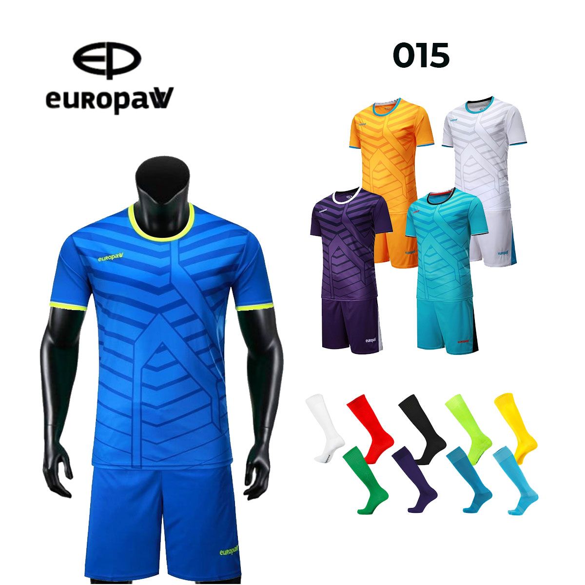 Футбольная форма+гетры EUROPAW 015 - ОТ 5 ШТ